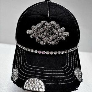 ANTHROPOLOGIE BIKER MOTO BOHO HIPPIE WESTERN Snapback Hat Cap Mesh Rhinestone